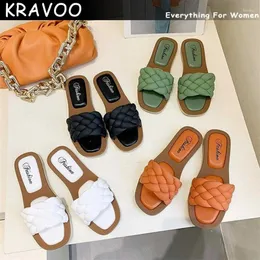 Slippers Kravoo Sandals 2024 Women Open Toe Walking Solid Solide Sheal Beach Female Holiday Clipper chaussure femme