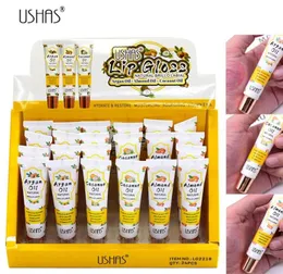 24pcs Lot Argan Oil Lip Gloss 세트 천연 보습 코코넛 립글로스 메이크업 영양 유적 액체 립스틱 화장품 키트 281V5617029