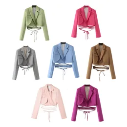 PB ZA Spring Womens Fashion and Elegance Versatile Casual Short Lacing Design Suit Coat 240424