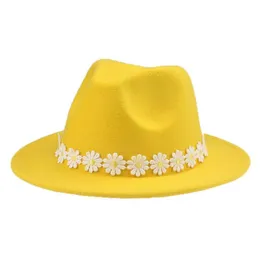 Chapéus de aba larga fedoras mulheres flores fofas sólidas parentkids 52cm 58cm para o chapéu de panamá da moda preta branca Sombreros de Mujer7928446