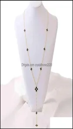 ペンダントネックレスペンダントジュエリーOyb New Korean Fashion Fourleaf Clover Long Necklace Chain Womens Color Flower Seater Jewelry2370137