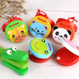 Blocks Kids Cartoon Wooden Castanets Music Instruments Baby Clapper Handle Musical Instruments Toys Educational Toys For Children