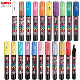 Markers 1 Uni POSCA Colored Acrylic Marking Pen PC-1M Plumones Rotuladores POP Poster Pen/Graffiti Advertising School Art SuppliesL2405