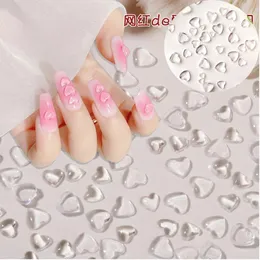 100pcs 3d Transparente Love Heart Charms for unhas Art Decoration Clear Resin Jewelry for Manicure Access 240430