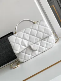 Designer Bag Wallet Classic Luxury Chain Fashion Plaid Flower Ladies Brown Leather Handväska Designer Axelväska Shopping Pink White Purse Satchels Bag With Box V6