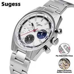 Sugess Watch 38mmクロノグラフの男性オリジナルST1902 SWANNECK MOVEMES WATRUPOF MECANICAL WRISTWATCHES DOMED SAPPHIRE 240419