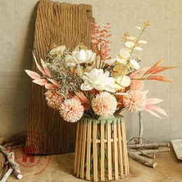 44 cm heminredning konstgjorda blommor bukett 1pclot champagne pion mormor bröllop ins stil rum dekor leveranser 240429