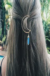 Vintage saç tokaları ay kuvars altıgen prizma alaşım saç klip taş kolye takılar kelepçe saç tokası kadın kadın saç aksesuarları 159922232