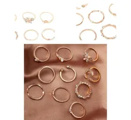 حلقات الكتلة المجوهرات 10pcs نساء مزاج أصابع الأنيقة حلقة الإصبع متعددة فتح صنعة غرامة للديكور 8518942