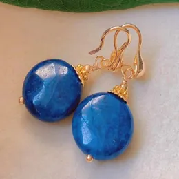 Kolczyki Dangle Fashion Ciemnoniebieski Obeltness Lapis Lazuli BEAD Gold Hoop Casual Minimalist Bridal Ear Cuff Stud Kobiety