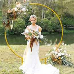 Party Decoration Wedding Props Round Metal Balloon Arch Stands 5.9FT 7.2FT Gold White Color Background Decor Support