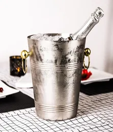 Luxury Thickened Large 304 Stainless Steel Ice Bucket Bar Champagne Buckets Kitchen Storage Buckets Wine Coolers Chillers 5L3465338