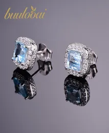 Buulooai 17Ct Doğal Mavi Topaz Küpe Stud Orijinal 925 STERLING Gümüş Takı Yeni Kadın Mücevherleri Olağanüstü Güzel Takılar Y186831775