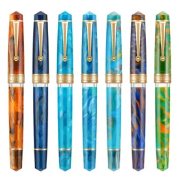 Asvine P20 Piston Filling Fountain Pen Acrylic Beautiful Patterns EF/F/M Nib with Golden Clip Smooth Writing Office Gift Pen 240425