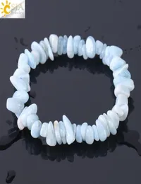 CSJA нерегулярные натуральные каменные браслеты гравийный браслет Аквамариновый браслет Blue Quartz Beads Reiki Healing Charm Strand Bangle для wom6904370