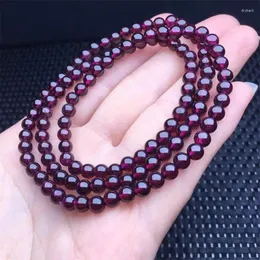 Link Bracelets 4.6MM Natural Garnet Triple Circle Bracelet Healing Fashion Reiki Crystal Fengshui Jewelry Birthday Gift 1pcs