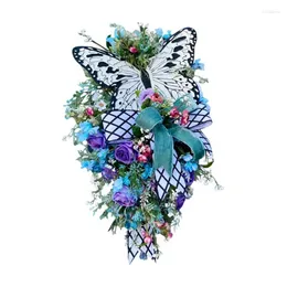 Decorative Figurines Butterfly Summer Wreaths For Front Door Spring Butterflies Decor Welcome Sign Wreath Easy Install To Use