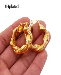 Hoop Huggie Luxury 24K Gold Plated Hoops Pircing Unusual Earrings Jewelry Accesories For Women Round African Bridal Ear Rings Pa6622531