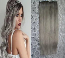 Estensioni di capelli grigi in argento virgin dritti brasiliani 120 pezzi di nastro