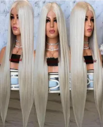 Высококачественные симуляции человеческие волосы с полным длинным светлым париком для женщин канекалон прямой синтетический кружевной кружевной парик предварительно подготовленные натуральные 5844029
