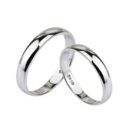 925 Sterling Silver Smooth Simple Couple Rings Solid Wedding Band Rings Fashion Jewelry For Women Men9672853