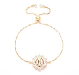 Micro pavimento de zircônia cúbica Virgin Maria Mother Gold Chain Ajuste Pulsera MBR1801556967547