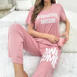 Women's Sleepwear Pajamas For Women Summer Pink Pyjamas Pants Two Piece Set Korean Style Ladies Home Clothes Suit Girls Nightwear Woman