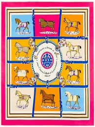100 твил шелковые евро -шарфы бренд французский дизайн десять лошадей с рисунком печатные женщины подарок 6153489