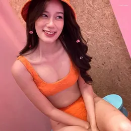 Damskie stroje kąpielowe seksowne pomarańczowe białe bikini 2024 Kobiety żeński strój kąpielowy Dwały garnitury kąpielowe dziewczęta koreańskie bikini set Bather