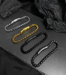 GX1137 6mm 8 polegadas Praça de aço inoxidável preto de 8 polegadas de aço inoxidável Link Bracelet Banglet Punk Mens Presentes 7565975