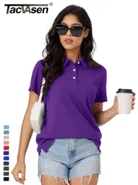 Tacvasen Summer Polo koszule damskie chłodne lodowe jedwabne koszulę z krótkim rękawem oddychając Szybkie suche koszule golfowe Topy Topy 240424
