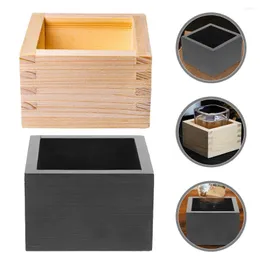 Geschirrsets 2 PCs Japanische Sake Cup Box Holzquadrat Sushi -Kisten