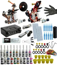 Professional Tattoo Kit Tattoo Machine Kit Rotary Machine Guns 20 Inks Set Power Supply Complete Tattoo Set For Starter Beginner6676836