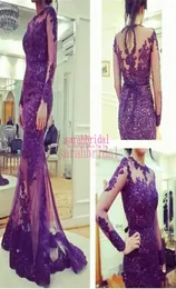 2020 Ziad Nakad Purple Evening Dress Arabic Dubai 유명인 플러스 크기 긴 슬리브 무도회 가운 값싼 섹시한 멍청이 de fiesta8306176