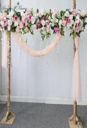 Декоративные цветы венки Custom Pink Wedding Floral Manjement Arch Arch Artificial Corner Flower Vine Windo