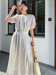 Parti Elbiseleri Çingene Fransız Şık Elegant Elbise Kadınlar Beyaz Yaz 2 Parça Out Etek Out Etek Kadın Bluz Bayanlar Günlük Kıyafetler