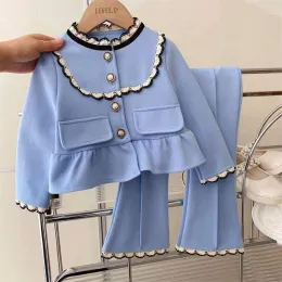 Kleider Kleinkind Pant Set für Mädchen für 110YS Langarm Frühling 2pcs Bekleidungsanzug 2023 neue süße Baby -Outfits