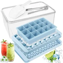 Ice Cube Trays Ball Maker Mold for Freezer with Scoop and Tong Circle Chilling Drinks Coffee Juice 240429