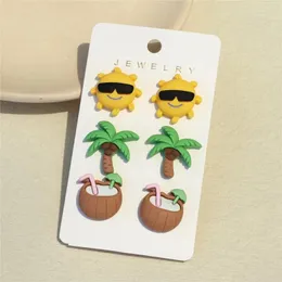 Orecchini per borchie Fashion Cute Oreger acrilico per donne Bohemia Beach Coconut Tree Regali Accessori 3PAIRE/SET