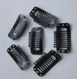 6pcspack 9 Teeth U Shape Metal Black Hair Snap Comb Clip for Hair Extensions Hairpiece Weft Wig Clips Invisible Fixation Pins7774529