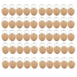 Anahtarlık 50 adet boş ahşap kalp şeklindeki anahtar zinciri DIY anahtarlık etiketi anti-kayıp ahşap aksesuarlar etiketler Can -grave Hediyeler