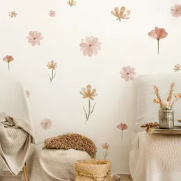 Boho Flowers Wall Stickers наклеек акварель спальня гостиная домашняя декор Art Ecofrienly Съемные наклейки ПВХ фрески 240429