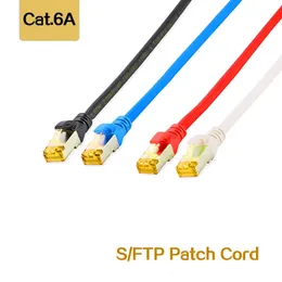 12pcspack 10gigabit 500MHz RJ45 Ethernet Cat6a SFTP Patch Cord Retwork CAT 6A Cabo de patch LSOH blindado 0,250.51235m 240430