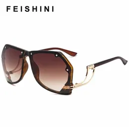 Feishini 2020 Marke Big Randless Rahmen Frauen Sonnenbrillen Brand Design Modetrendy Übergroße Brille Gradient UV Gradient8076774