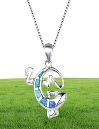 Gioielli di gioielli di alta qualità Blu Opal Gecko Pendant Pure in Solid 925 Sterling Silver Collace per Gift46633341