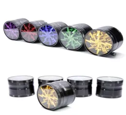 DHL Metal Tobacco Smoking Herb Grinders 63mm Aluminium Alloy With Clear Top Window Lighting Grinders Abrader 3 Styles 15 Colo7687300