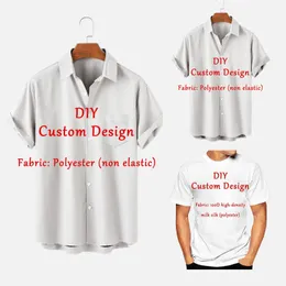 Dostosowane koszule męskie Summer Hawaiian krótkie rękawy kobiety 3D Custom Design Tops T-shirt Factory Outlet Oversize Anime Cosplay 240428