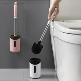 Silicone Toilet Brush Holder Sets Wc Wall Hanging Household Floor Standing Bathroom Cleaning Accessories Soft Bristles TPR Head