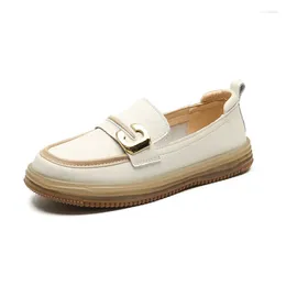 Casual Shoes Middle-Aged And Elderly Mom Comfortable Genuine Leather Soft Bottom Shallow Mouth Round Toe Flat