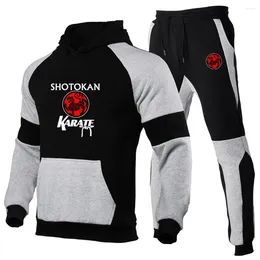 Men's Suits Sokan Karate 2024 Patchwork Hoodies Prints Tracksuit Sportswear Sweatshirts Tops Sweatpants Casual Two Pieces Suit